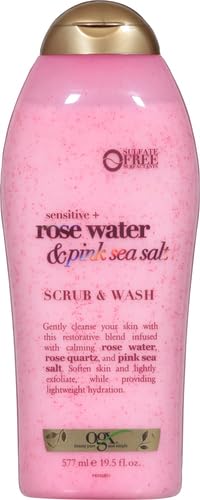 OGX Sensitive + Rose Water & Pink Sea Salt Exfoliating Body Scrub + Rose Quartz - Image 2