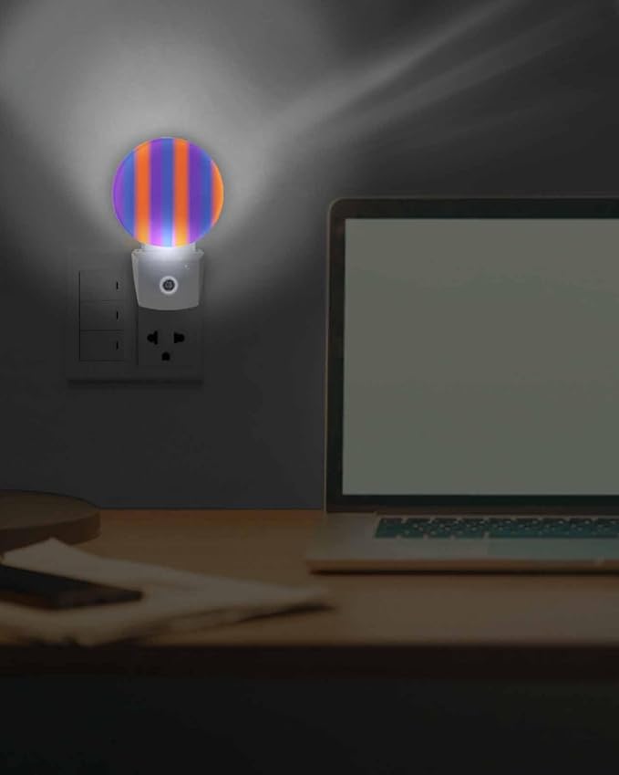 Night Lights Auto Sensor Purple Orange Night Light Gradient Color Stripe Round - Image 7