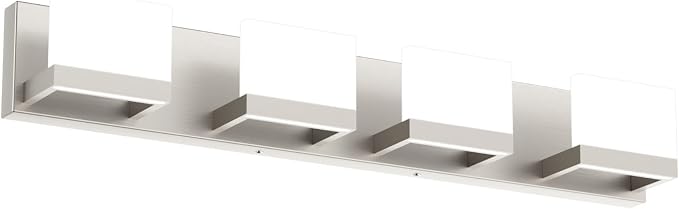 Tipace 4 Lights LED Modern Vanity Light Brushed Nickel Bathroom Lighting by Tipace