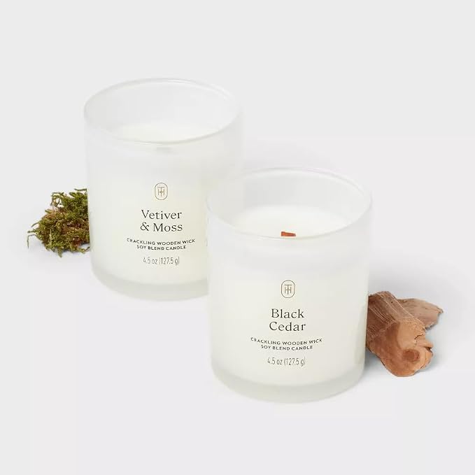 Threshold Vetiver and Moss and Black Cedar Scented Milky Glass Jar Candle - Image 3
