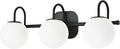 Modern Black Bathroom Vanity Light Fixtures 3 Lights Frame and Milk White Glass by ZHUOERLighting