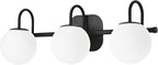 Modern Black Bathroom Vanity Light Fixtures 3 Lights Frame and Milk White Glass by ZHUOERLighting