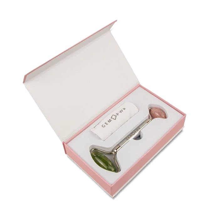 Rose Quartz + Jade Roller for Face and Neck Massage, Dual Gemstones - Image 7