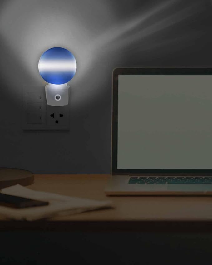 Night Lights Auto Sensor Navy Blue Ombre Night Light Solid Color Round Lamp - Image 7