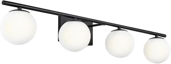New Bathroom Vanity Light Fixtures Matte Black Milk White Globe Glass Shade 4 by Enjoyyourhealthylife