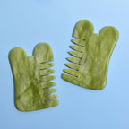 Gua Sha Comb Tool, Natural Green Jade Stone Scalp Massage Comb, Facial GuaSha - Image 2