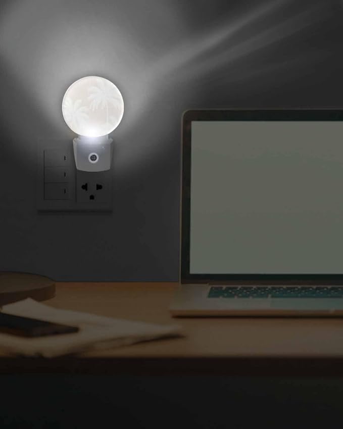 Night Lights Auto Sensor Tropical Palm Trees Night Light Cream Linen Coastal - Image 7