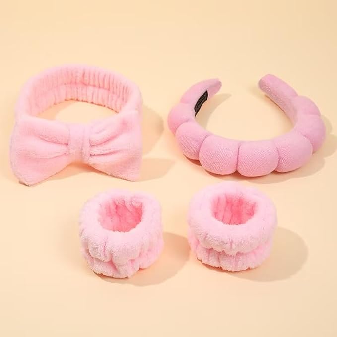 Spa Headband and Wristband Set for Women, Terry Cloth Sponge Headband for - Image 5