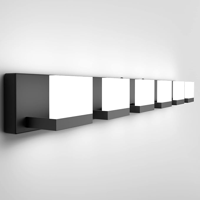 Tipace LED Modern Matte Black Bathroom Vanity Lights Over Mirror 6 Lights Up - Image 6