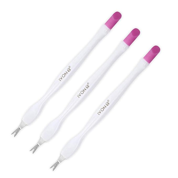 IVON 3 Pack Nail Cuticle Trimmer Pusher Remover, Double End & White Handle by IVON