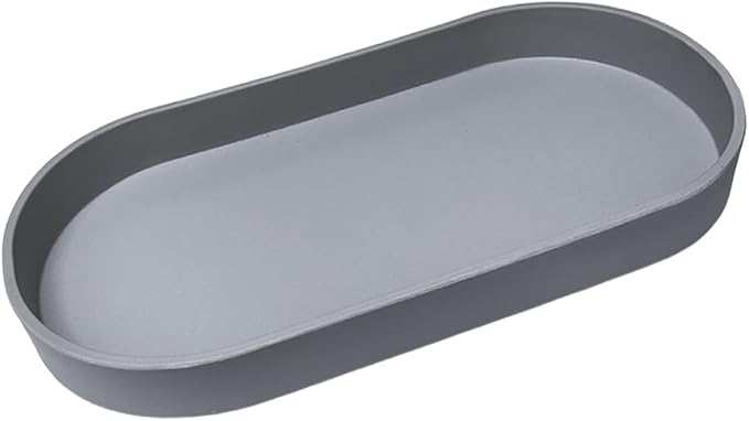 Gray Small Tray, Oval Tray for Kitchen Counter, Bathtub Bathroom Vanity Items by VCREATC-VCREATEFORCUSTOMER