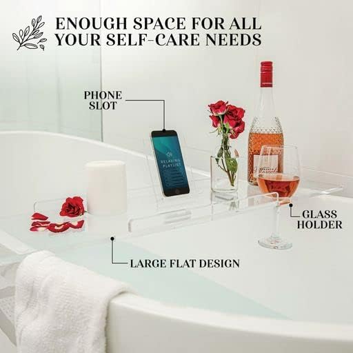 36" Supreme - Clear Acrylic Bathtub Tray Caddy Tub Shelf, Spa Board Luxury - Image 3