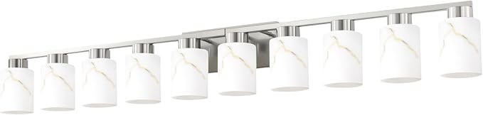 10-Light Bathroom Light Fixtures, Modern Vanity Lights, Brushed Nickel Metal - Image 9