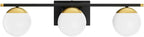 Ralbay Black and Gold Bathroom Lights 3-Light Mid Century Modern Milky Glass - Image 2