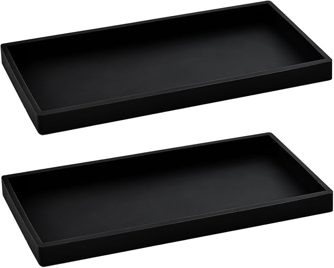 2PCS 11.8” L x 5” W Silicone Soap Dispenser Tray, Bathroom Sink Vanity Trays by BasedFloor