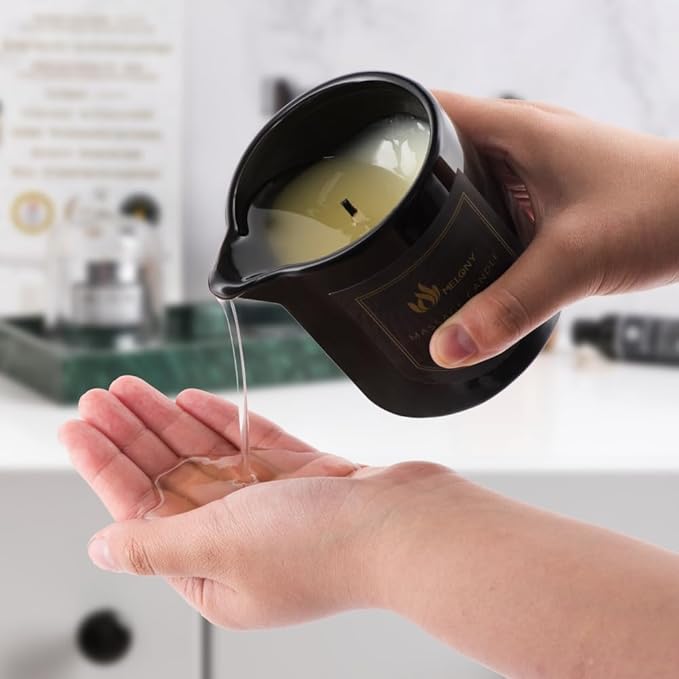 MELONY Massage Oil Candle for Pure Relaxation- 8.1 oz- Moisturizing Essential - Image 2