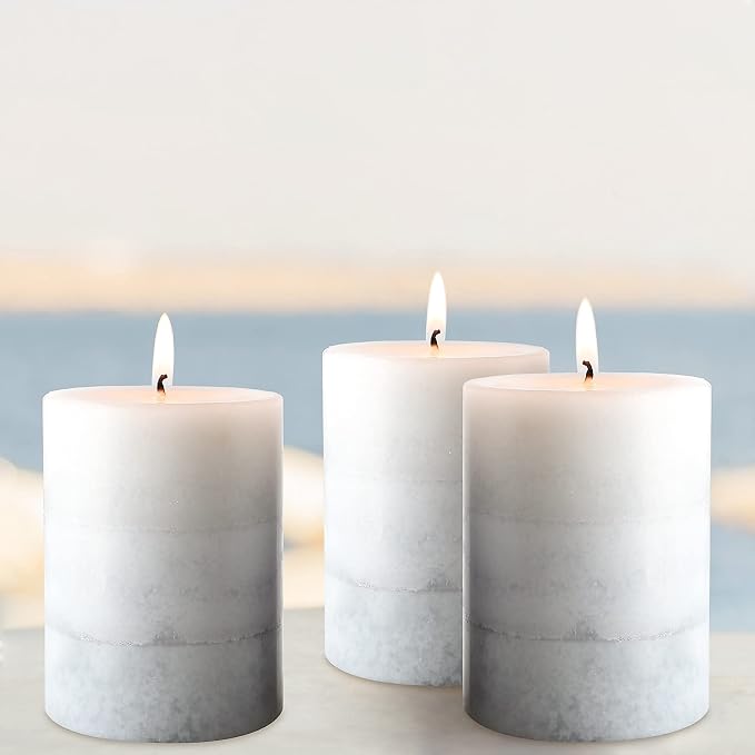 Set of 3 Scented Pillar Candles Creamy Coconut Scented 3" x 4" Long-Lasting - Image 8