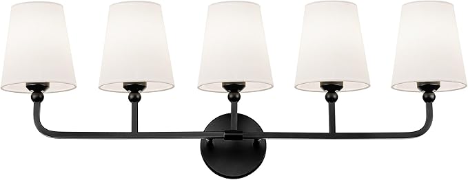 Bathroom Light Fixtures, 5 Light Matte Black Vanity Lights by Metwet