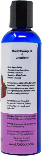 Lick Strawberries and Cream Flavored Massage Oil – Romantic, Body Safe - Image 8