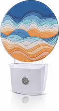 Night Lights Auto Sensor Ombre Orange Blue Night Light Abstract Mountain Waves by Home+L6