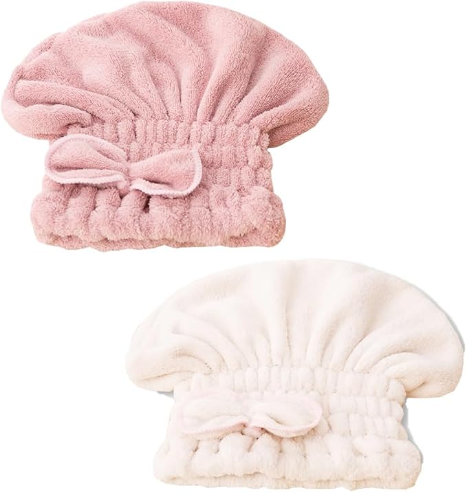 2-Pack Super Absorbent Hair Drying Cap, Microfiber Hair Towel Caps Fast Drying by Unknown