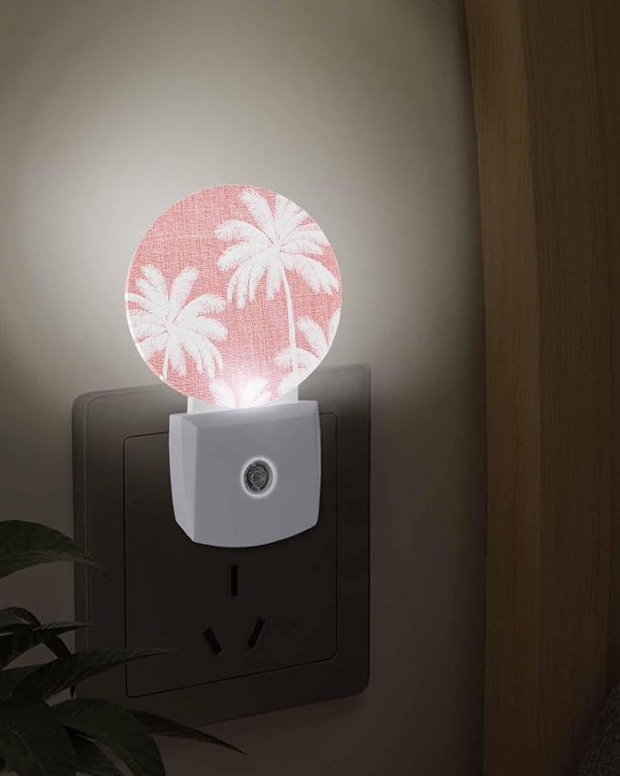 Night Lights Auto Sensor Tropical Palm Trees Night Light Rose Pink Linen - Image 3