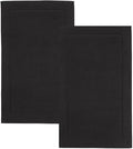 Hawmam Linen Black Bath Mats, 21 x 34 inches, Banded Design, Highly Absorbent by HawmamLinen