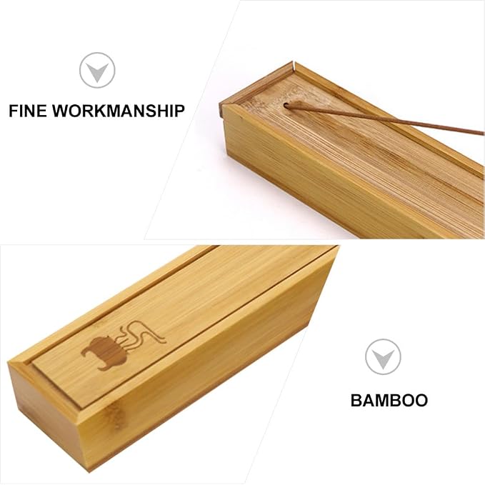 HEALLILY Bamboo Incense Stick Holder and Storage Box - Image 8