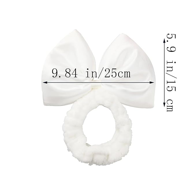 JIAHANG Large Bow Facial Spa Headband, Satin Bow Making Up Wash Hairband - Image 2