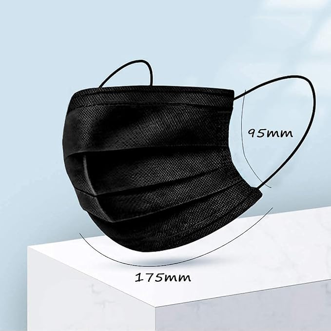 LEMENT 500pcs Disposable Black Mask, 3-Ply Face Masks - Image 4