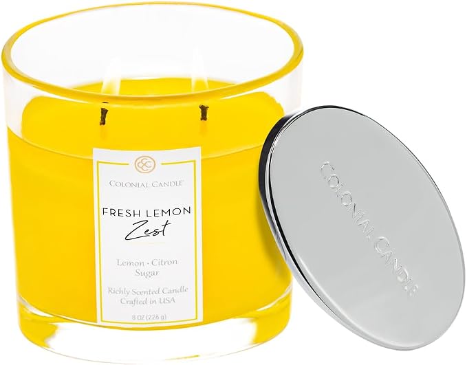 Colonial Candle Fresh Lemon Zest Scented Candle Jar, Highly Fragranced Candles - Image 3