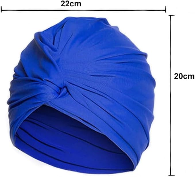 Pleated Fabric Swimming Cap Women Ladies Long Hair Swim Cap Ear Protecting - Image 4