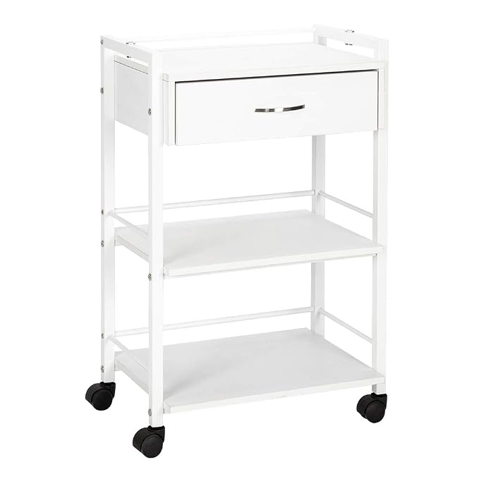 Salon Trolley Cart with Wheels, Wooden Rolling Storage Station, Mobile Utility by OmySalon