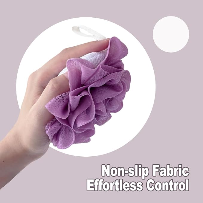 3 Pack Bath Loofah Shower with Soap Bags, Dual-Use Exfoliating Bath Sponges - Image 6