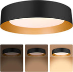 Bargeni 16.5 Inch LED Ceiling Light Fixture, Dimmable Flush Mount Matte Black by Bargeni