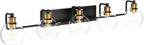 Tipace Vintage Vanity Light Fixture, 5-Light Industrial Black & Gold Bathroom - Image 9