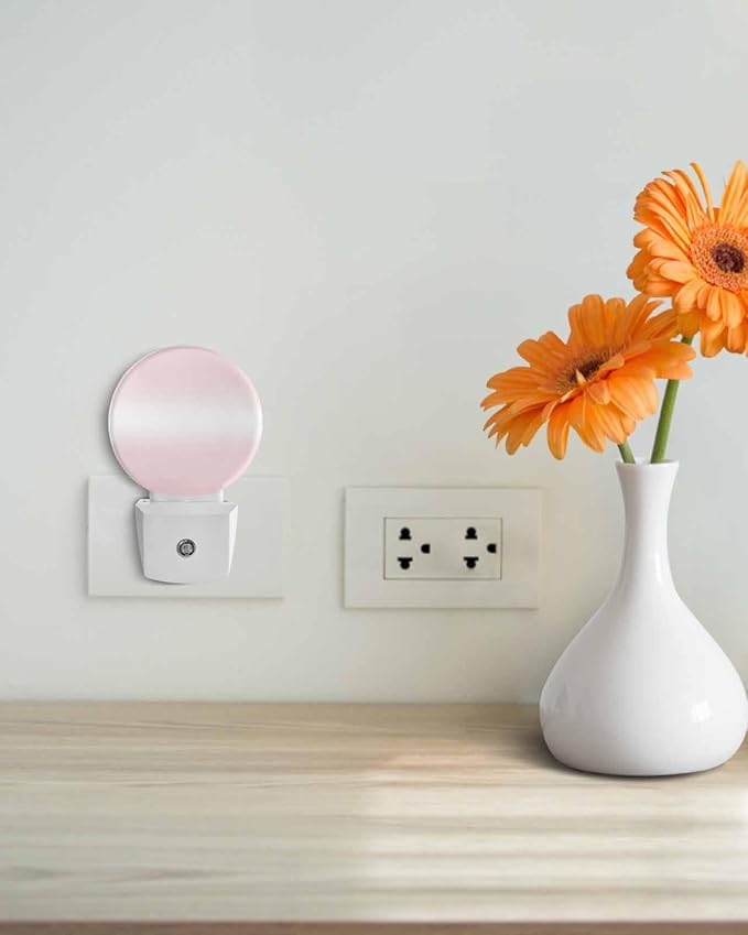 Night Lights Auto Sensor Pink Ombre Night Light Solid Color Round Lamp Plug-in - Image 4