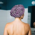 Womens Pink Leopard Print Shower Caps - Image 5