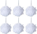 Bath Sponge Loofah Shower Pouf White Mesh Shower Puff Pack of 6 by iboodi
