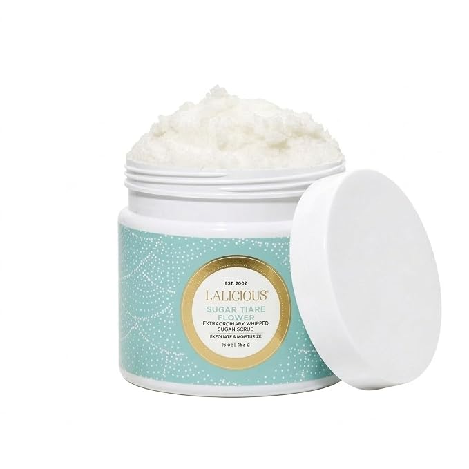 LALICIOUS Sugar Tiare Flower Exfoliating Body Scrub, Moisturizing Whipped by LALICIOUS