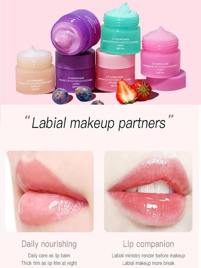 Lip Sleeping Mask Set, Deep Hydrating Overnight Lipgloss Day&Night Non-Sticky - Image 5