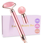 Upgrade 2 in 1 Vibrating Jade Facial Massager Roller, Electric Rose Quartz Eye by ZSZESHIN