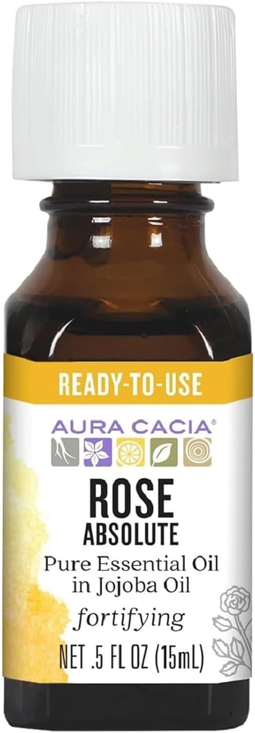 Aura Cacia Rose Absolute Pure essential Oil in Jojoba Oil, 0.5 Ounce. by AuraCacia