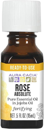 Aura Cacia Rose Absolute Pure essential Oil in Jojoba Oil, 0.5 Ounce. by AuraCacia