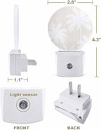 Night Lights Auto Sensor Tropical Palm Trees Night Light Cream Linen Coastal - Image 2