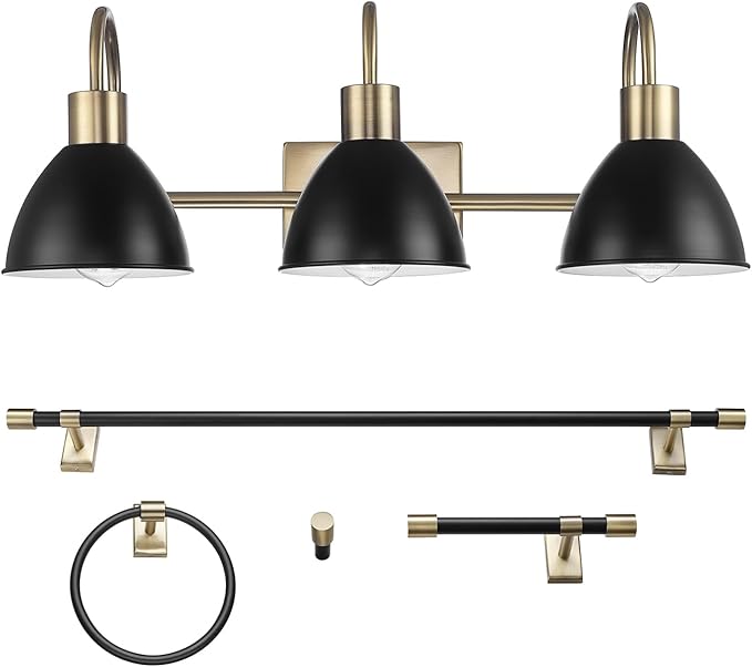 GLOBE Electric 63000058 5-Piece All-in-One Bathroom Accessory Set, Brass & Black by GlobeElectric