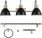 GLOBE Electric 63000058 5-Piece All-in-One Bathroom Accessory Set, Brass & Black by GlobeElectric