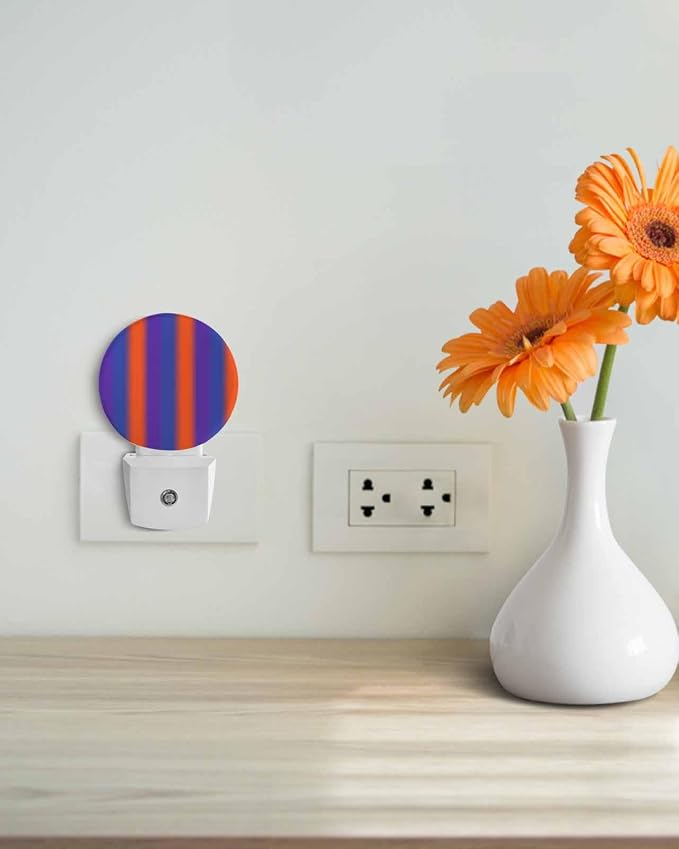 Night Lights Auto Sensor Purple Orange Night Light Gradient Color Stripe Round - Image 4