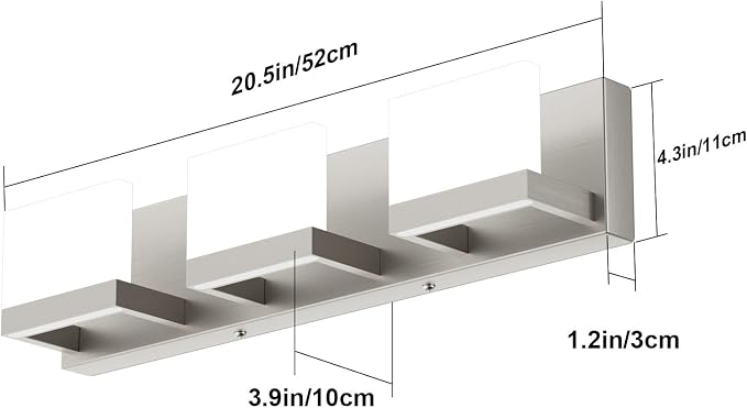 Tipace 3 Lights LED Modern Vanity Light Brushed Nickel Bathroom Lighting - Image 8