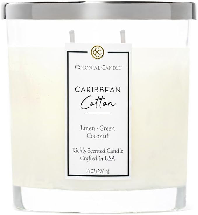 Colonial Candle Caribbean Cotton Scented Candle Jar, Highly Fragranced Candles by ColonialCandle
